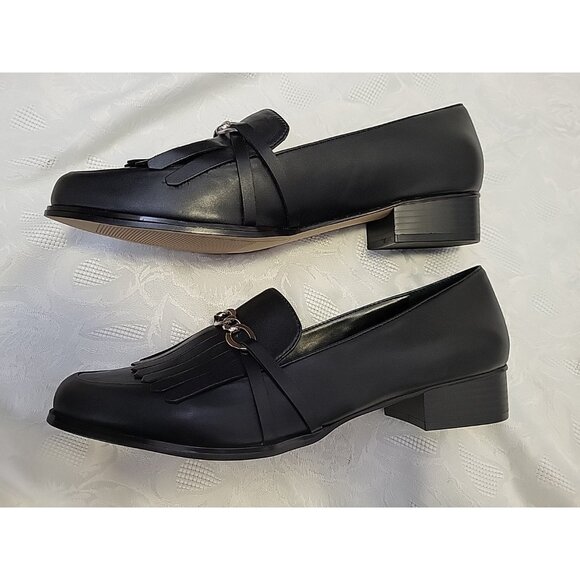 Tahari Loafers Langley Black Block Heel Size 10 M - Picture 2 of 7